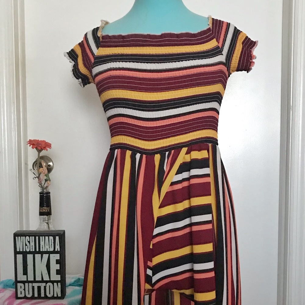 Multicolor Off Shoulder Romper with Tail